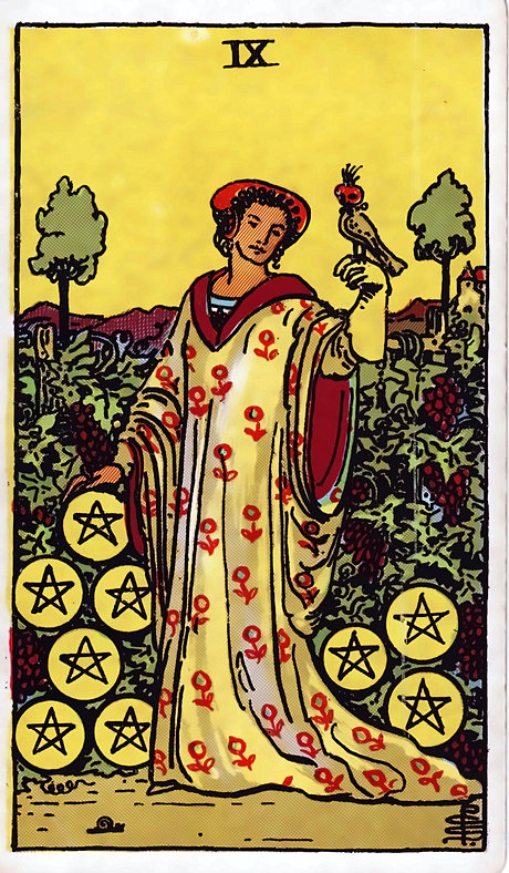 Карта таро Девятка Пентаклей
